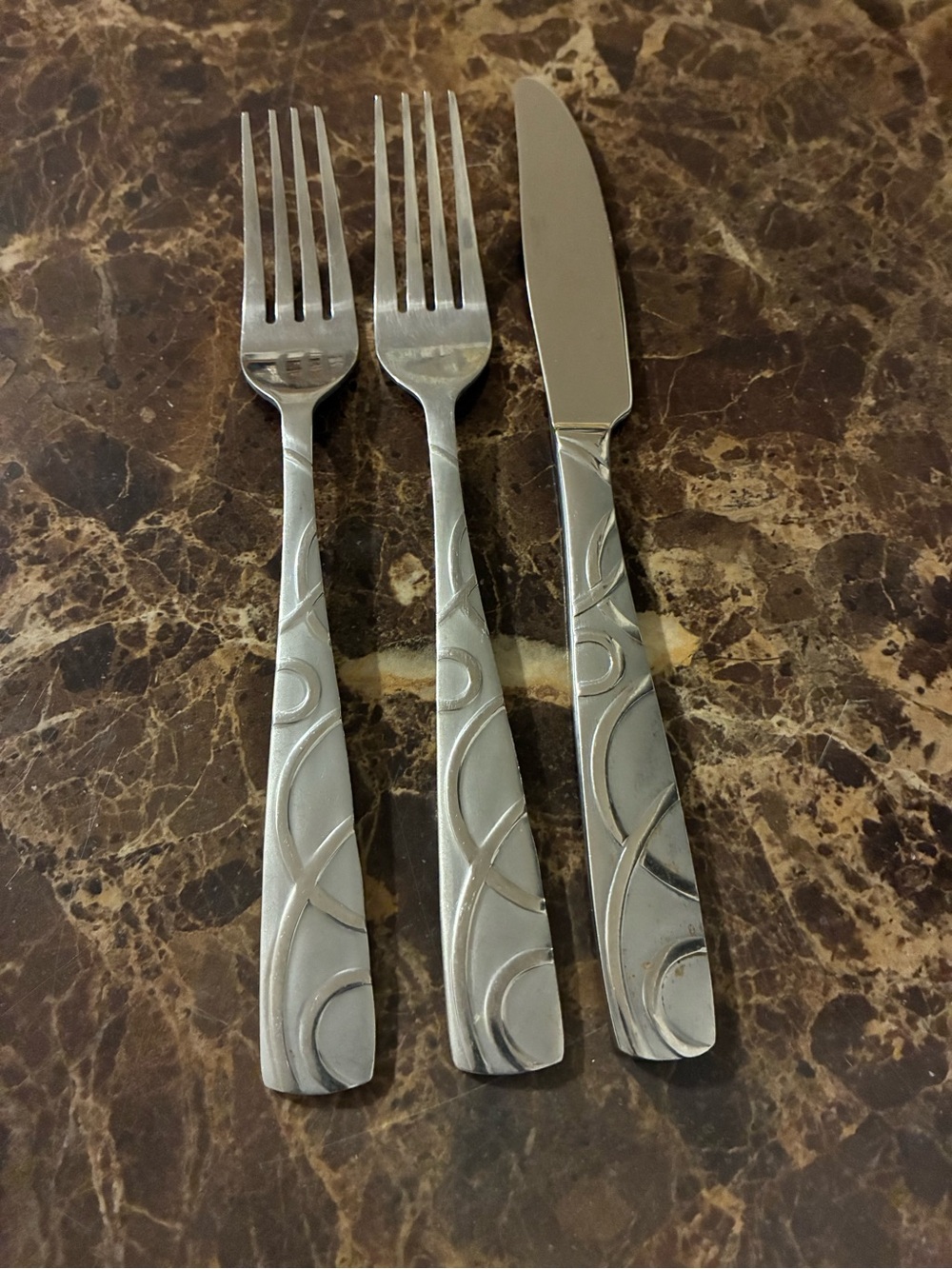 Cambridge Conquest Stainless Steel Flatware Set of 2 Dinner Forks & Knife